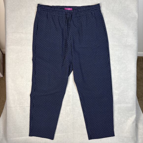 TALBOTS‎ Petites L Pants Blue Mini Paisley Pull On The Oprah Magazine Collection - Picture 1 of 5